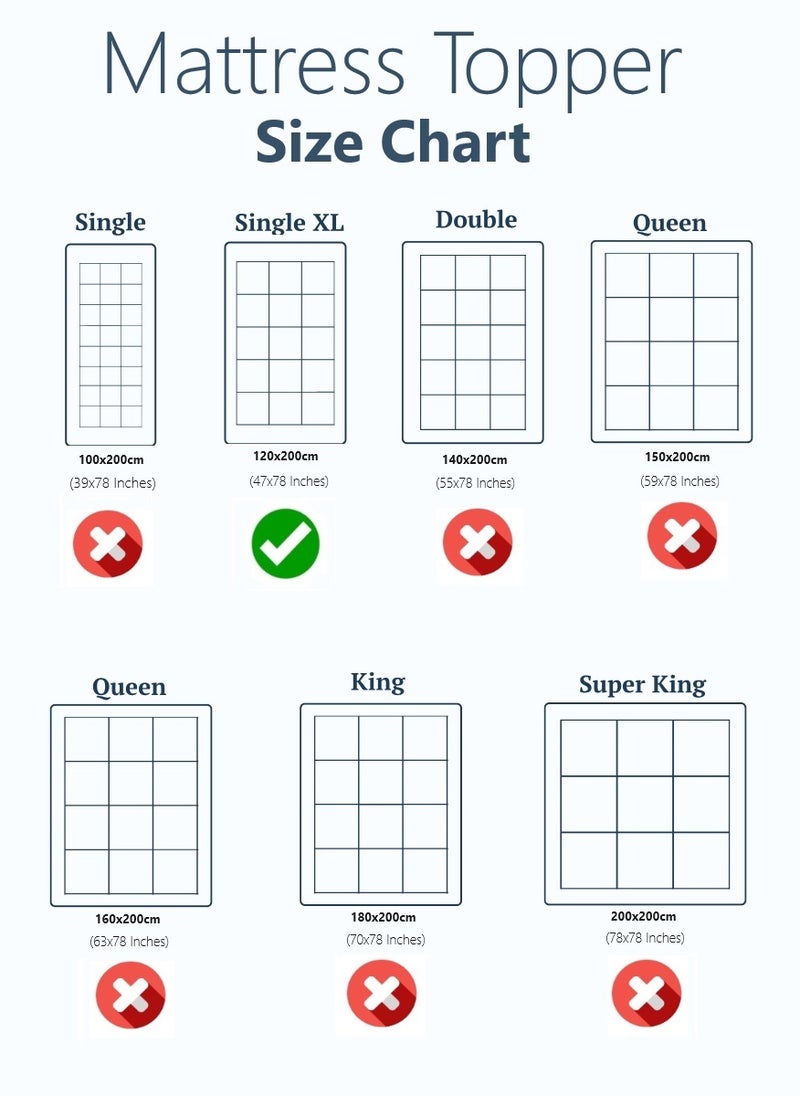 Mattress Topper Heavy Filled Box Design Stiched 10cm Thickness 120x200cm