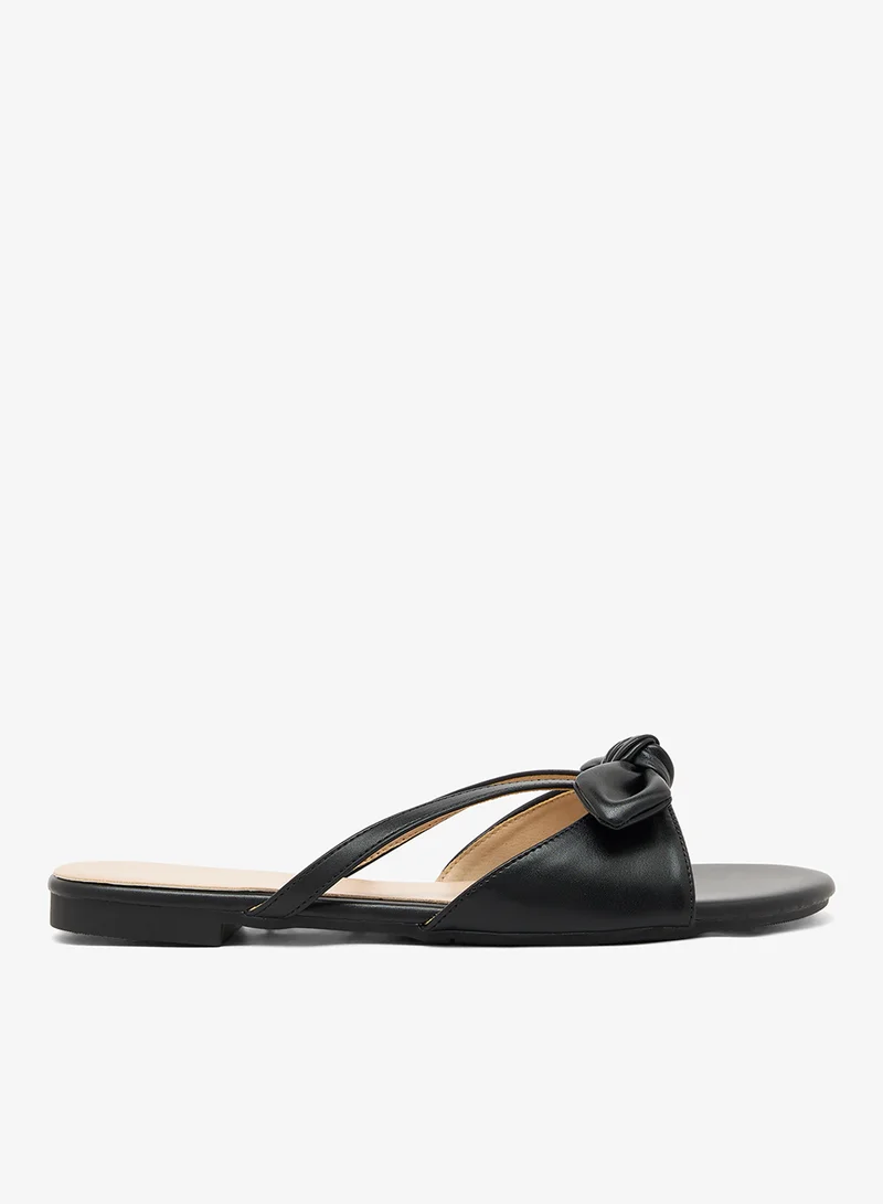 Satin Bow Detail Flat Sandals