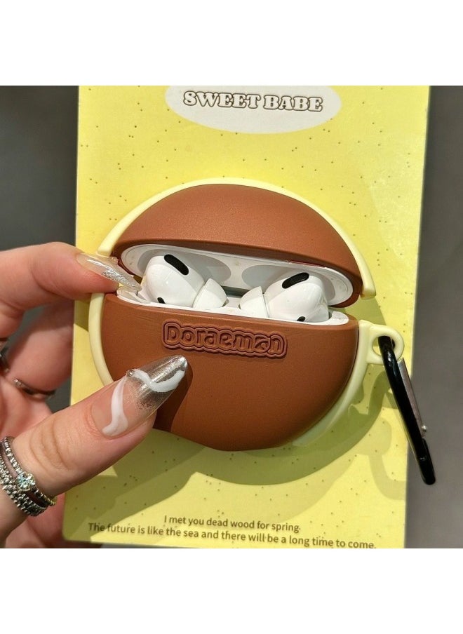 Generic - Doraemon Causeway Burning Suitable For AirPodspro For AppleHeadset Protective Case Soft Silicone Three-dimensional Anti-drop Case 3 Generation-Color:Dorayaki Earphone Cover + Metal Buckle-Model:Airpods Pro/pro2 Generation Universal - Image 1