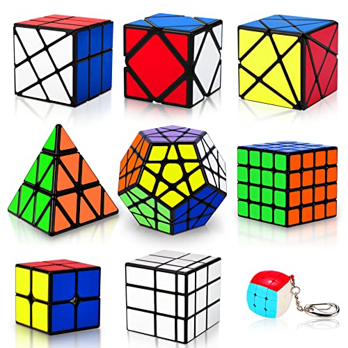 Coolzon Speed Cube Set Puzzle Cube9 Pack Magic Cubes Pyraminx Pyramid  2x2  3x3  4x4  Megaminx  Mirror  Mini 3x3  Skewb  Fenghuolun Puzzle Cube Toy for Kids  Adults - Image 1