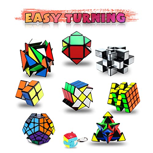 Coolzon Speed Cube Set Puzzle Cube9 Pack Magic Cubes Pyraminx Pyramid  2x2  3x3  4x4  Megaminx  Mirror  Mini 3x3  Skewb  Fenghuolun Puzzle Cube Toy for Kids  Adults - Image 5