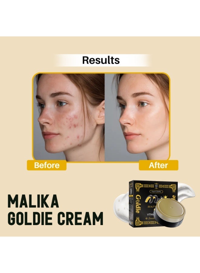 Malika Goldie Skin Whitening Cream 50g | Hyperpigmentation & Melasma Cream | Anti Wrinkle Face Cream | SPF 50 Sunscreen & Vitamin A+E - Image 3