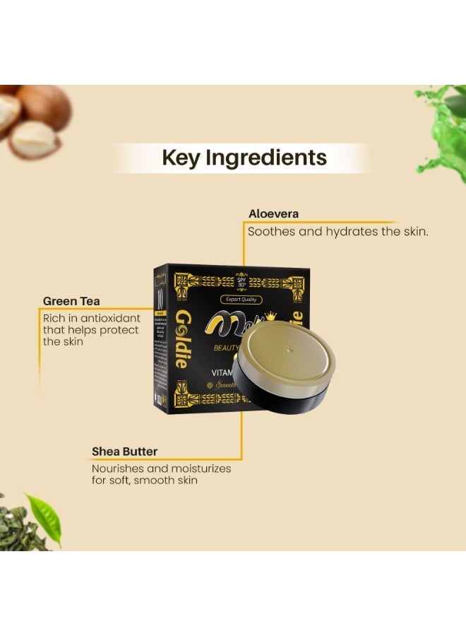 Malika Goldie Skin Whitening Cream 50g | Hyperpigmentation & Melasma Cream | Anti Wrinkle Face Cream | SPF 50 Sunscreen & Vitamin A+E - Image 5