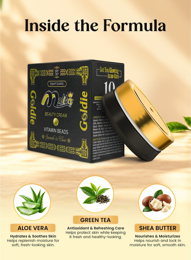 مليكا مالیكا Goldie كريم تفتيح البشرة 50g | كريم فرط التصبغ والكلف | كريم وجه مضاد للتجاعيد | واقي شمس SPF 50 وفيتامين A+E - Image 3