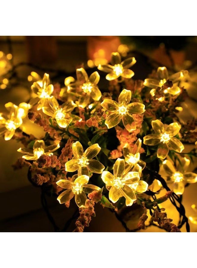 Solar Cherry Blossom LED String Lights with 8 Lighting Modes Romantic Decorative Light for Garden Yard Tree Patio Wedding - Image 1