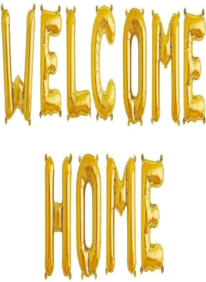 Salux - WELCOME HOME Set, 16inch GOLD Welcome Home Letters Foil Balloons - Salux Collection - Image 1