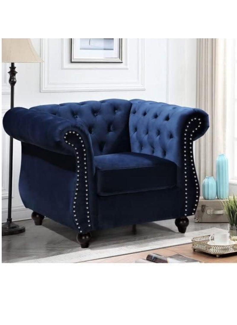 مهارة البحر - "مجموعة أرائك مخملية فاخرة من MAB FURNISHINGS - 3 مقاعد، 2 مقعد، ومقعد واحد لغرفة المعيشة، الممرات، المكاتب، وغرفة النوم (أزرق) - Image 1