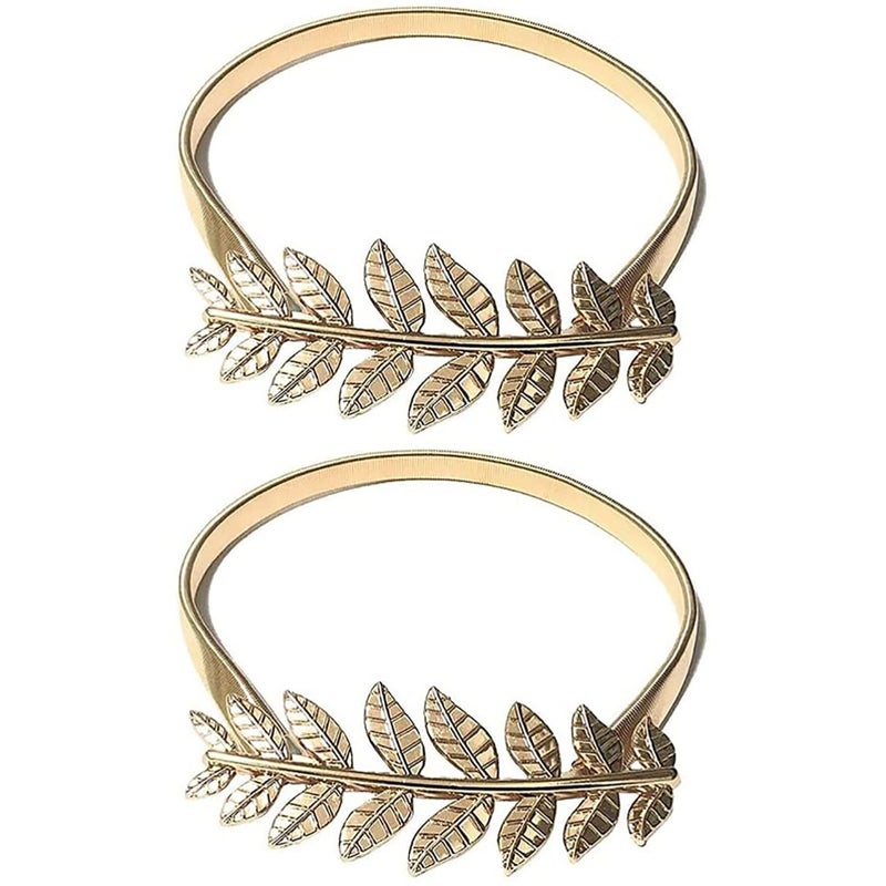 SOLARAE 2 Pcs Curtain Tieback Aluminum Leaf Shaped Curtain Holdback Simple Modern Curtain Buckle Elastic Curtain Strap Decorative Drape Tie Back for Window Draperies Golden - Image 1