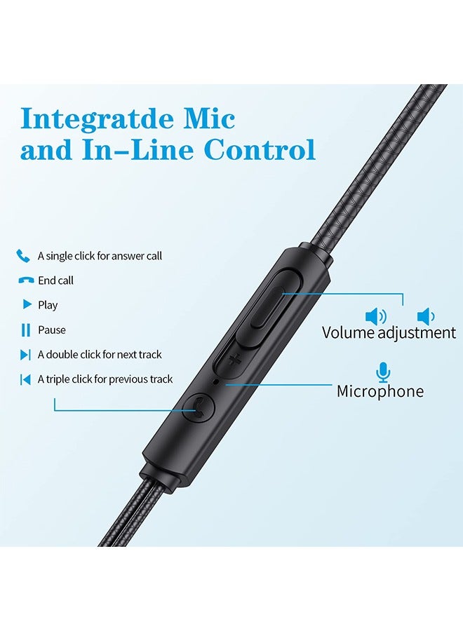 Earphones, Wired In-ear Headphones with Pure Sound and Powerful Bass, Lightweight Wired Earphones with Microphone and Volume Control, Suitable for 3.5MM devices, Mobile phone, tablet, laptop, desktop computer, MP3, etc  - Image 4