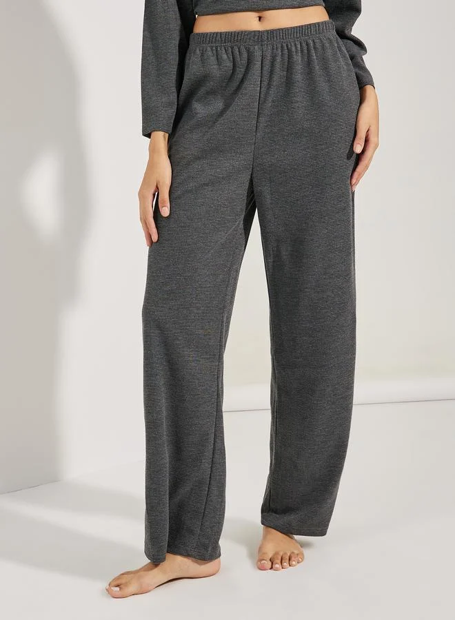 Styli Oversized Waffle Knit Top & Wide Leg Lounge Set