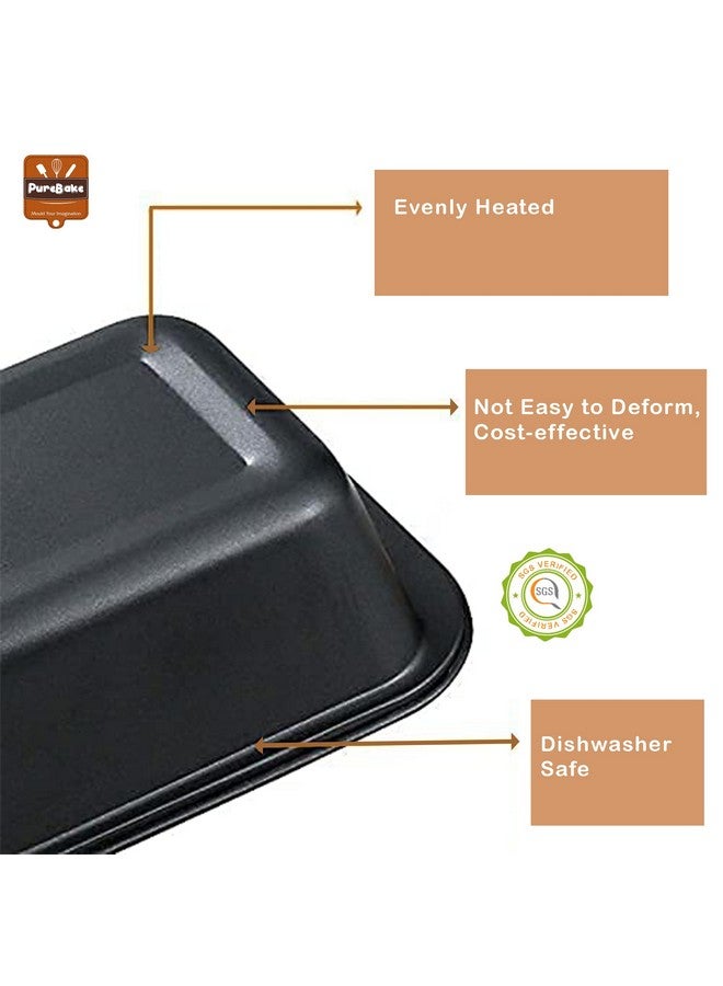 PureBake قالب خبز PureBake Premium المعتمد من SGS، قالب كعكة مستطيل للخبز، غير لاصق مع طلاء تيفلون (6 تجويف، قالب كعكة مربع) - Image 4
