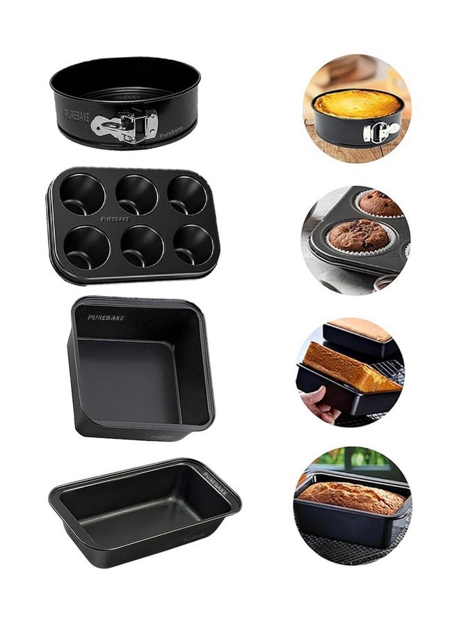 PureBake قالب خبز PureBake Premium المعتمد من SGS، قالب كعكة مستطيل للخبز، غير لاصق مع طلاء تيفلون (6 تجويف، قالب كعكة مربع) - Image 1