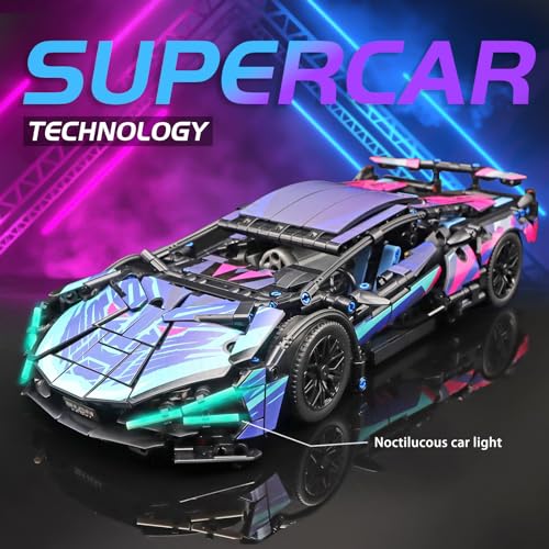 MOCBROPCS Remote Control Car Building Set 114 Technical Sports Racing Car Building Kit with Motors and Rechargeable Battery Toys Gift for Adults Boys Age 12 1314 PCS - Image 5