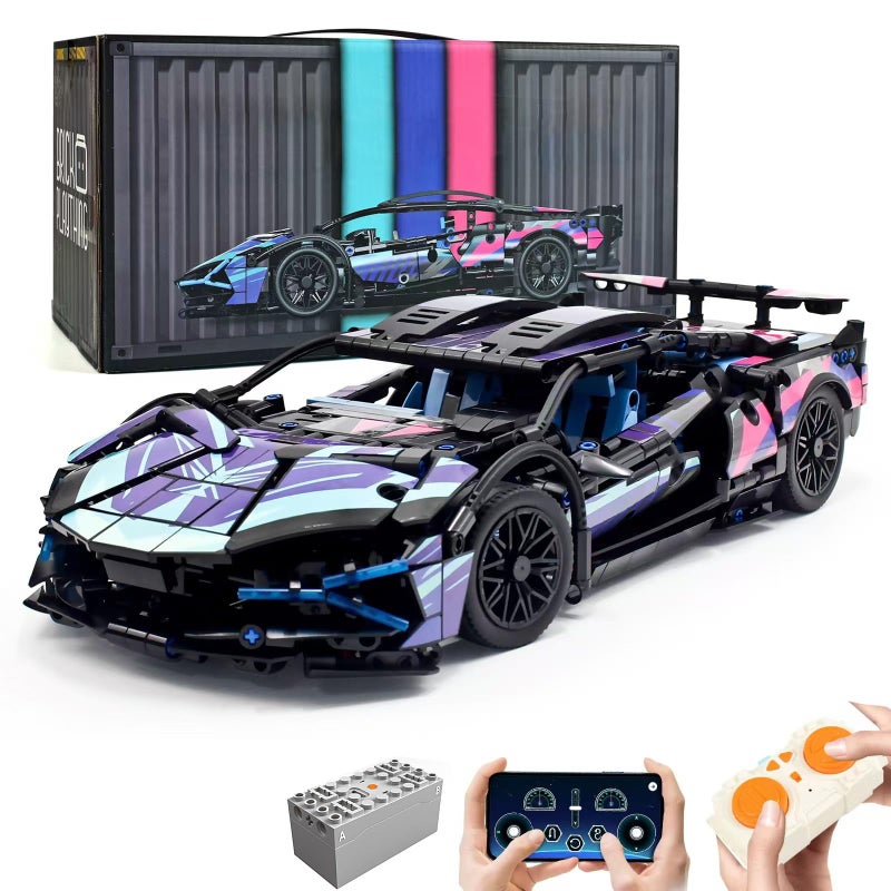 MOCBROPCS Remote Control Car Building Set 114 Technical Sports Racing Car Building Kit with Motors and Rechargeable Battery Toys Gift for Adults Boys Age 12 1314 PCS - Image 3
