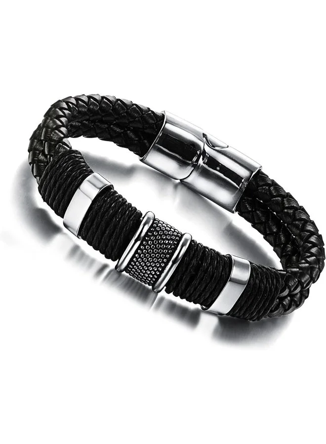 لي كوبر Lee Cooper Men's Stainless Steel Black Plating Bracelet - LC.B.01100.631