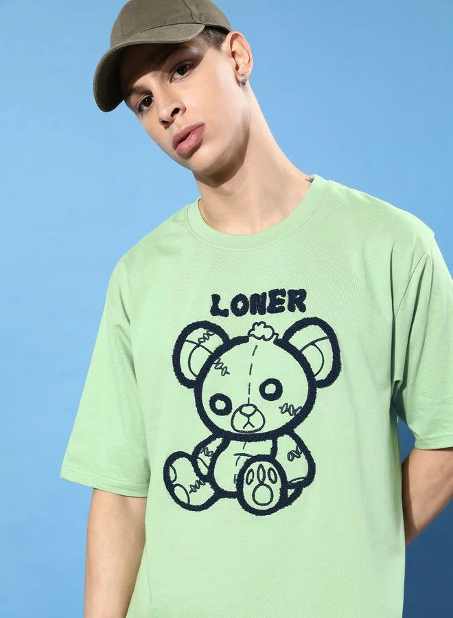 Dillinger Oversized Towel Teddy Embroidery T-Shirt with Long Sleeves by Styli