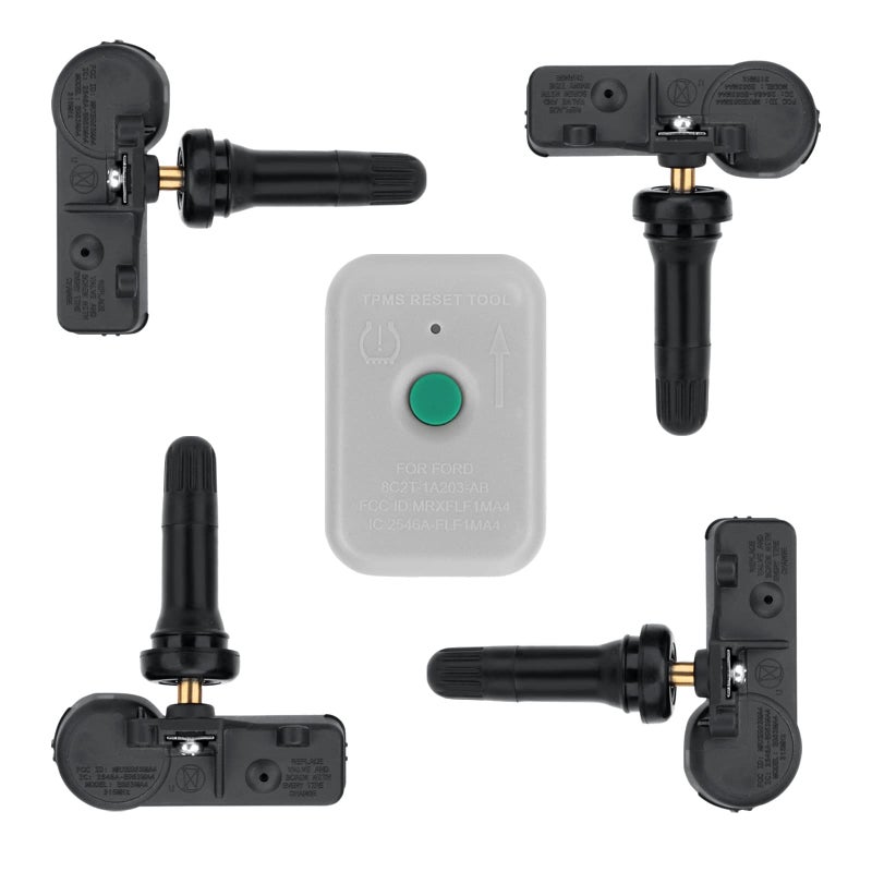 4 Pack Tire Pressure Monitoring System Sensor 315MHz DE8T1A180AA TPMS Sensor TPMS Relearn Tool Compatible with Ford Focus Fusion F150 CMAX E150 Edge Escape Expedition Mustang Lincoln Mercury Mazda