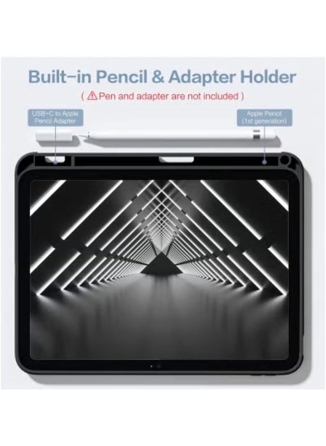 JAJEEK Case for iPad 10th Generation 2022 10.9 Inch (Models A2696, A2757, A2777) – Slim Lightweight Shockproof Cover with Clear Hard Back, Built-in Pencil Holder, Auto Wake/Sleep, Full Access to Ports & Buttons, Magnetic Closure, Black Protective Shell  - Image 4