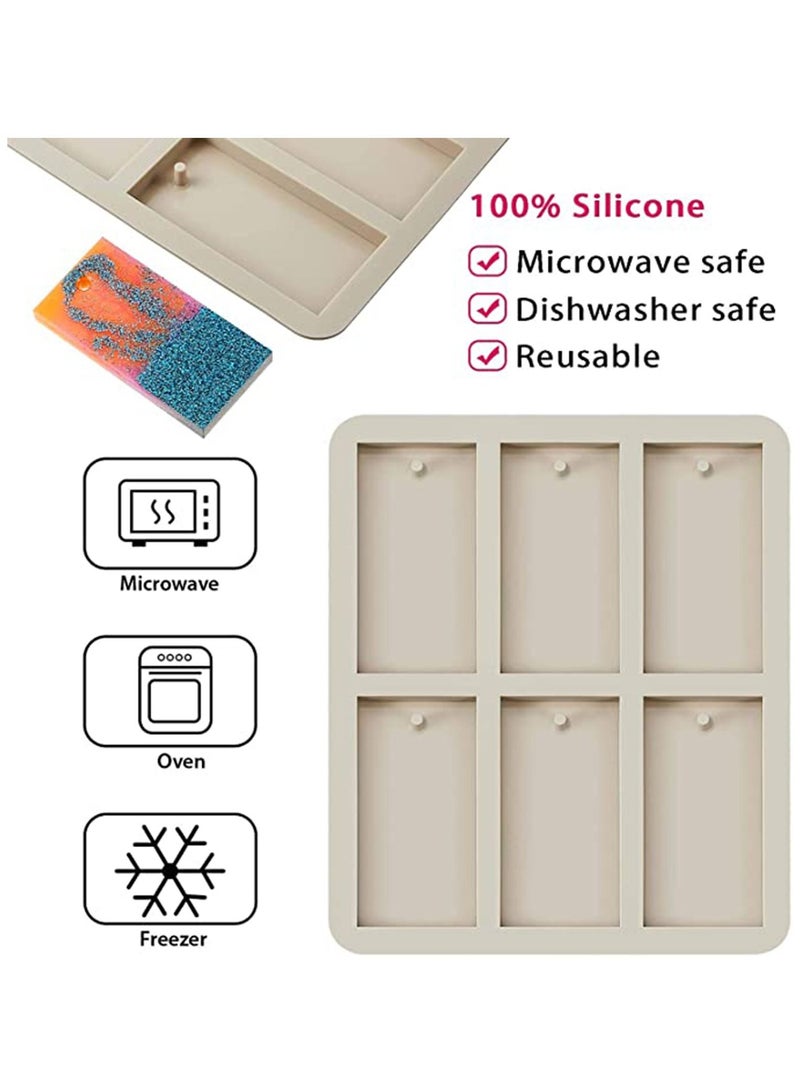KASTWAVE 3 Pieces Silicone Wax Sachet Molds Rectangular Silicone Resin Molds Keychain Wax Mold Rectangle Epoxy Casting Mold with Hanging Hole for DIY Jewelry Making Pendant Crafts Decoration - Image 3