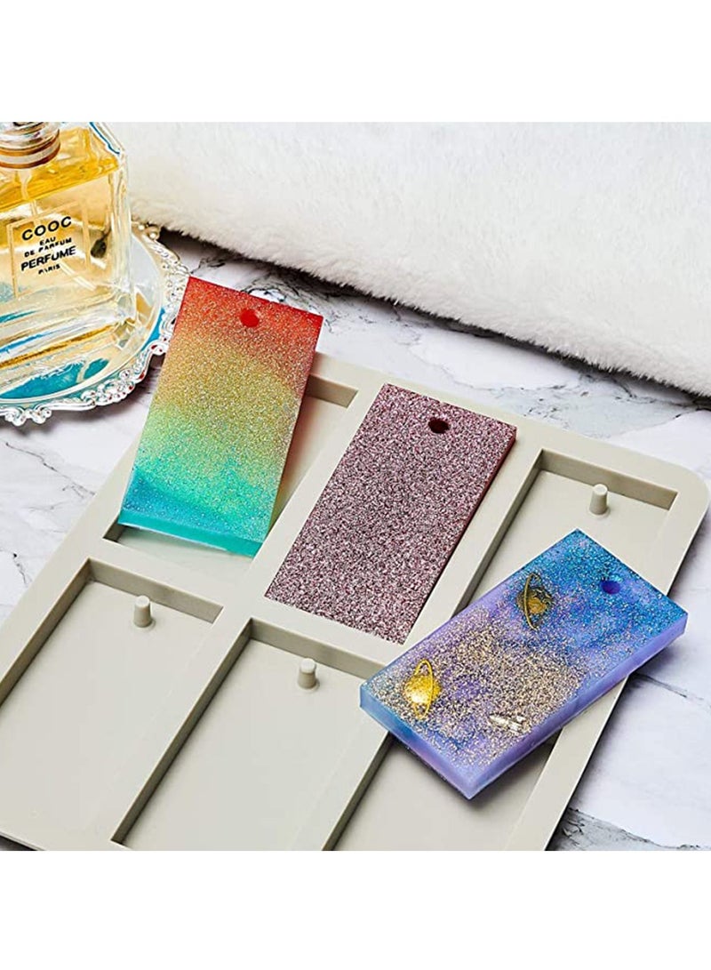 KASTWAVE 3 Pieces Silicone Wax Sachet Molds Rectangular Silicone Resin Molds Keychain Wax Mold Rectangle Epoxy Casting Mold with Hanging Hole for DIY Jewelry Making Pendant Crafts Decoration - Image 5