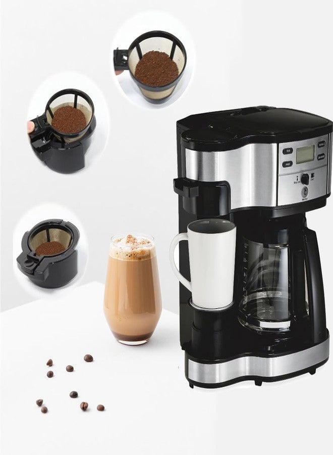 Sesama Reusable Coffee Basket Filter,12 Cup Replacement Filters Compatible with Hamiltion Beach 2-Way Brewer Coffee Maker Models 49980A, 49980Z, 47650, 49933, 2PCS Single Serve & 8-12 Cup Basket Filter- 3in1 - Image 5