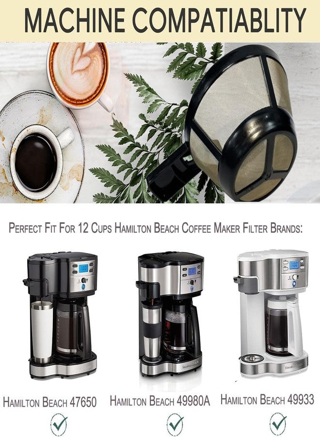 Sesama Reusable Coffee Basket Filter,12 Cup Replacement Filters Compatible with Hamiltion Beach 2-Way Brewer Coffee Maker Models 49980A, 49980Z, 47650, 49933, 2PCS Single Serve & 8-12 Cup Basket Filter- 3in1 - Image 2