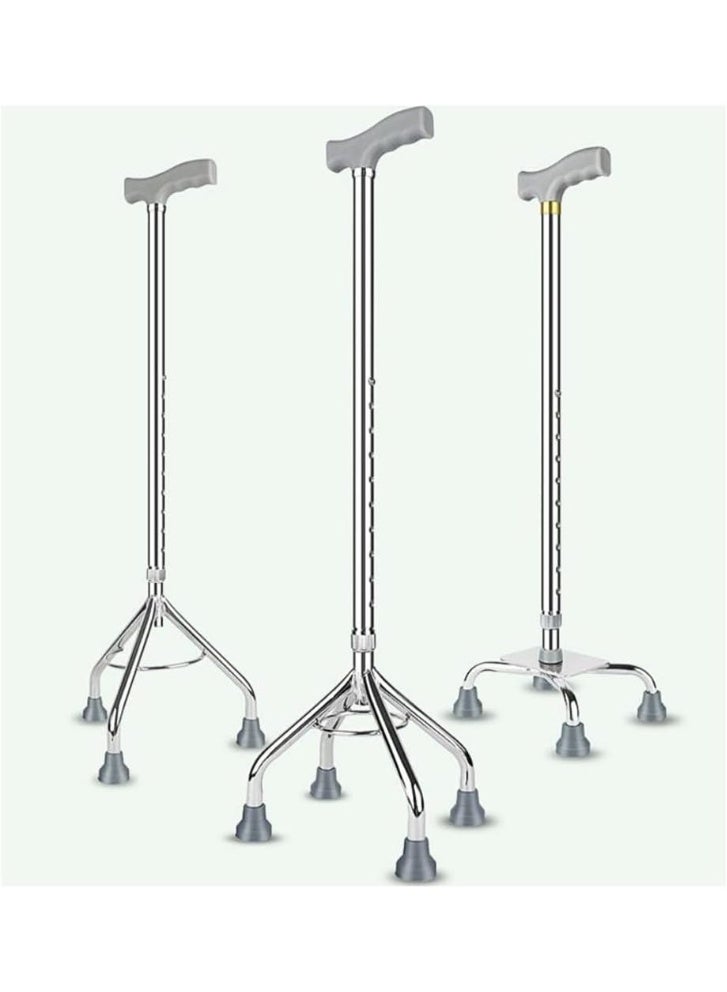 Professional Multi-Legged Support Cane and Telescopic Walking Stick - High-Stability Triangular Base with Non-Slip Support - Lightweight Structural Walking Aid for Seniors - Fully Adjustable Height Mobility System - Image 5