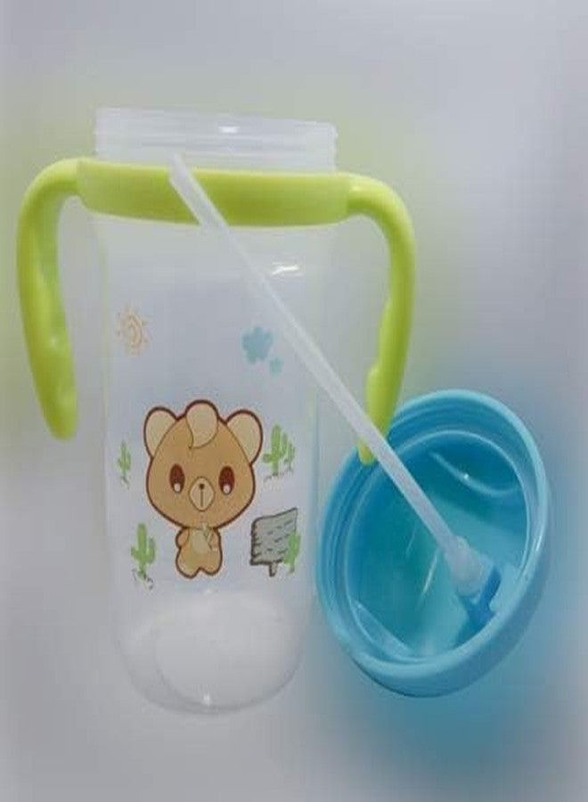 APLAM CHAPLAM Baby Cute Stylish Bpa Free Unbreakable Sippy Cup (Sipper Kids Mug) Straw Sipper Infant PP Water/Juice Training Gravity Sipper Cup with Handles 330ml (Green) - Image 2