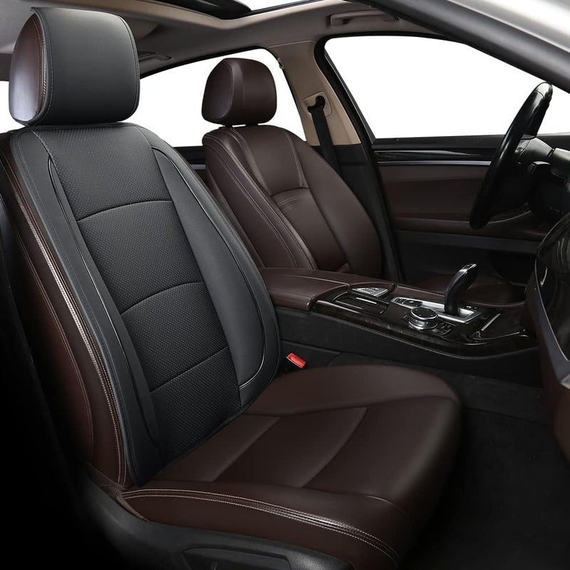 EDEALYN 1pcs Luxury Car Seat Backrest Protector Cover Car Interior PU Leather Car Seat Cover Universal Anti-Slip Seat Cover (Black Backrest) - Image 1