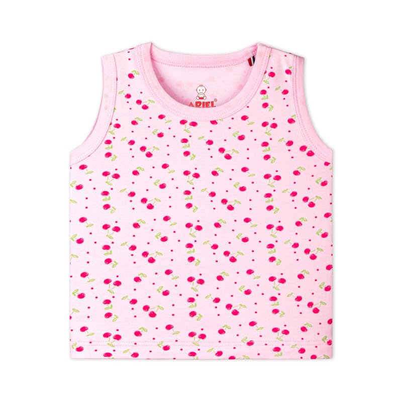 ARIEL Printed Cotton Vest with Shorts for Baby Boys and Girls | Infant Kids Casual Summer short Clothing Set (Pink Cherry_0 Months -3 Months) - Image 3