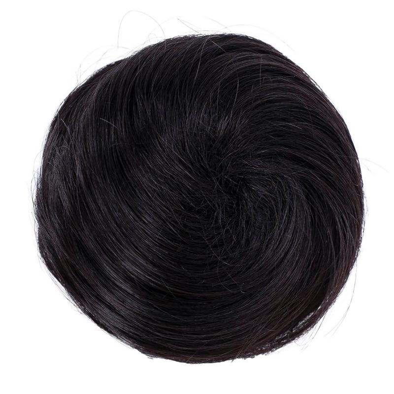 CAISHA 100% HUMAN HAIR Bun Updos Hair Piece Hepburn Scrunchie Natural Black H311f