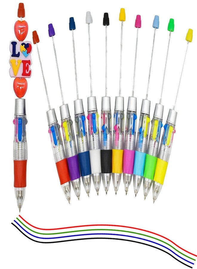 Lopenle 36 Pcs Multicolour Beadable Ballpoint Pens Retractable 4 in 1 Colored Bead Pen DIY Beads Pens for School Office Home（Multicolor） - Image 1