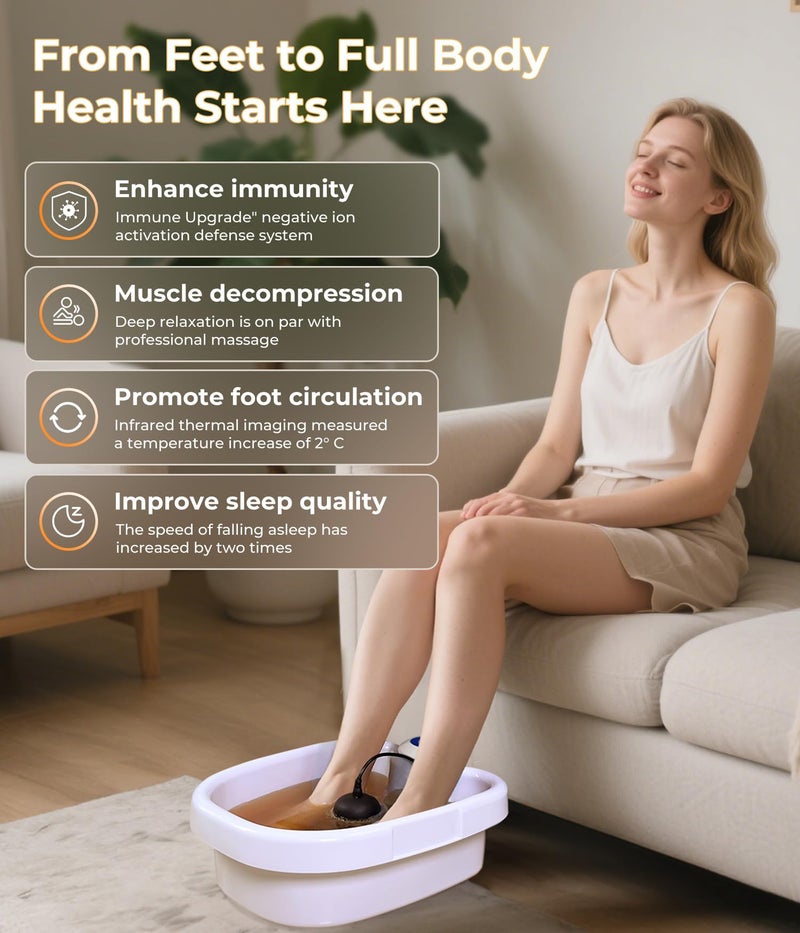 SPATOES Ionic Foot Detox Machine 3.0, Foot Spa at Home detox, Ion Detox Foot Bath Cleanse Machine to Remove Toxins -2 Arrays, 15 Disposable Foot Bath Liners, Detox Sea Salt, Upgraded Durable Basin - Image 3