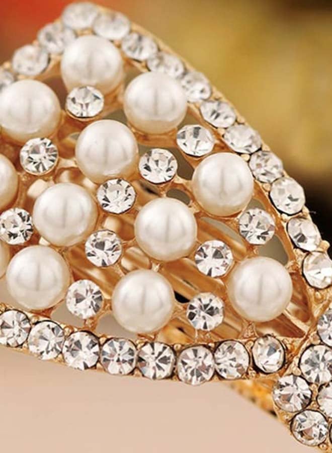 NIBEMINENT Bow Shaped Hair Clip Gold/White/Clear 5cm - Image 4