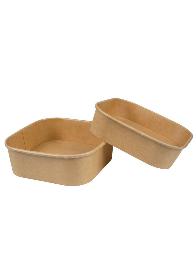 ProdelPak 1200ML Square Kraft Paper Bowl with Pet Lid (Pack of 20) - Image 3
