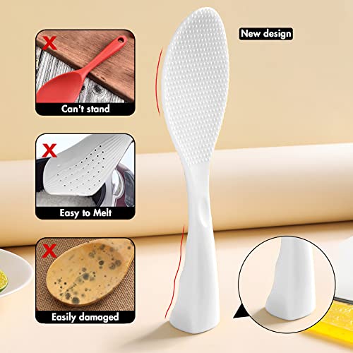 FireKylin Silicone Standing Rice Spatula with Non-Stick Paddle, Heat Resistant Rice Cooker Spoon, Serving Spoon for Grains (White) - Image 2