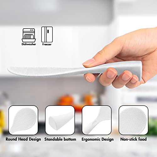 FireKylin Silicone Standing Rice Spatula with Non-Stick Paddle, Heat Resistant Rice Cooker Spoon, Serving Spoon for Grains (White) - Image 3