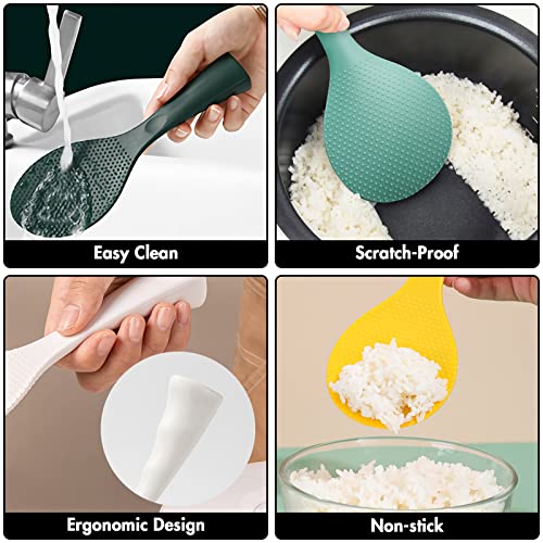 FireKylin Silicone Standing Rice Spatula with Non-Stick Paddle, Heat Resistant Rice Cooker Spoon, Serving Spoon for Grains (White) - Image 5