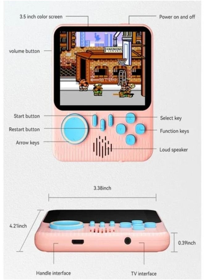 SHOPI - 666 Games G7 3.5 Inch Screen Video Game Box Classic Games Handheld Gaming Players Portable Mini Pocket TV Retro Game Console Pink - Image 1
