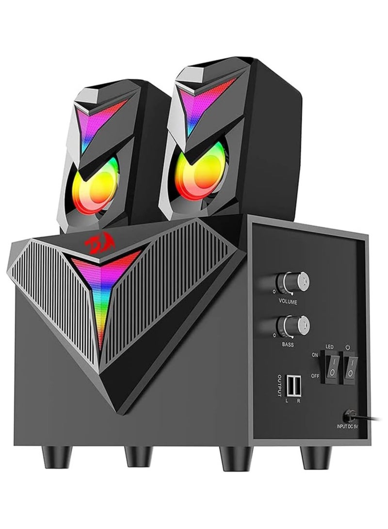 Redragon GS700 Toccata RGB 2.1 Gaming Subwoofer Speakers – Aux 3.5mm Stereo Surround – Heavy Bass sound loudspeakers for computer PC - Image 1