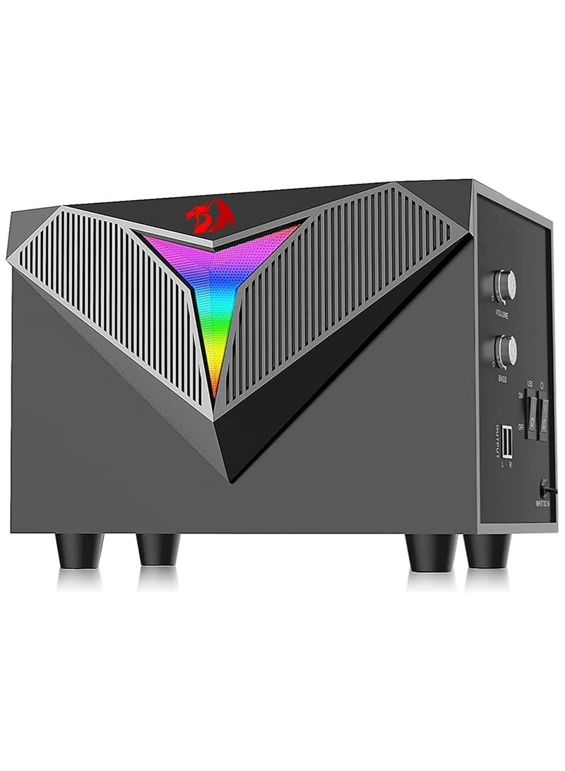 Redragon GS700 Toccata RGB 2.1 Gaming Subwoofer Speakers – Aux 3.5mm Stereo Surround – Heavy Bass sound loudspeakers for computer PC - Image 4