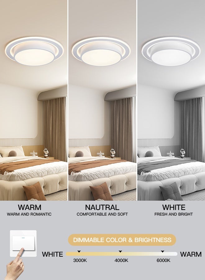 YATAI LIGHTING Modern Round LED Ceiling Light, 140W Built-In LED Fixture with Three-Color Dimming (3000K-6000K) and Switch Control for Bedroom, Dining Room, Hall, and Study,47cm - Image 2
