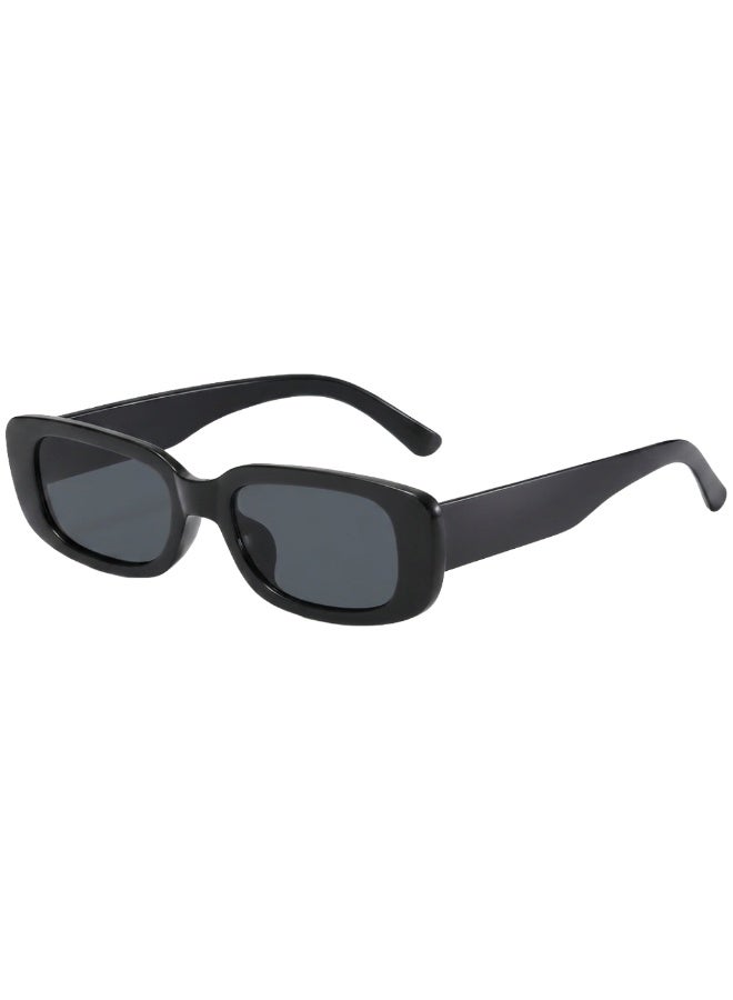 Shein Small Irregular Rectangular Sunglasses - Vintage Chunky Black Frame with UV Protection - Image 1