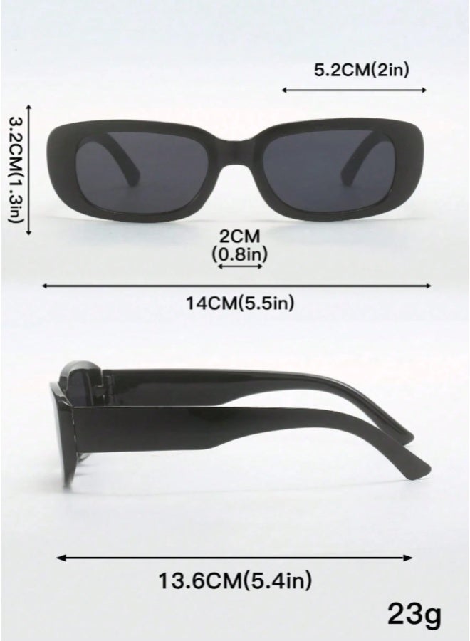 Shein Small Irregular Rectangular Sunglasses - Vintage Chunky Black Frame with UV Protection - Image 4