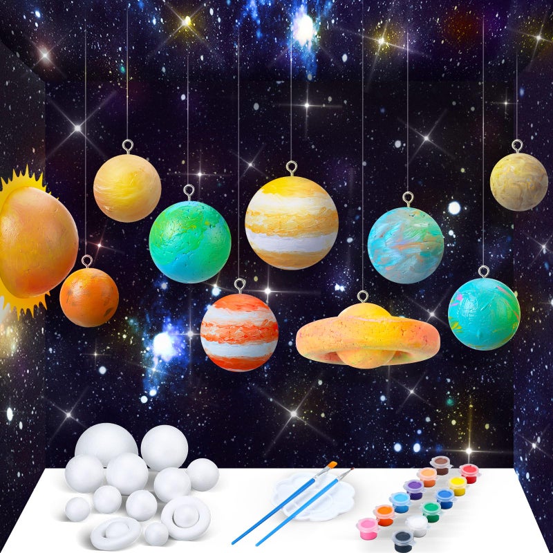 Innconee 36 Solar System Model Project Kit Include 14 Solar System Foam Balls 12 Pigment 2 Brushes DIY Polystyrene Spheres Balls for Outer Space Planet Foam Kids School Science Projects - Image 2