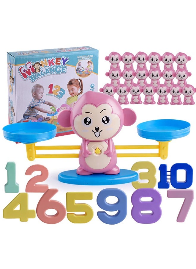 Monkey Number Balance Educational Counting Tool -Learning Toy for Kids Set with Colorful Monkeys Number Blocks 1-10, 30 Double-Sided Activity Cards, Scale & Stand - Ideal for Home, School & Tutoring​ ﻿  - Image 1