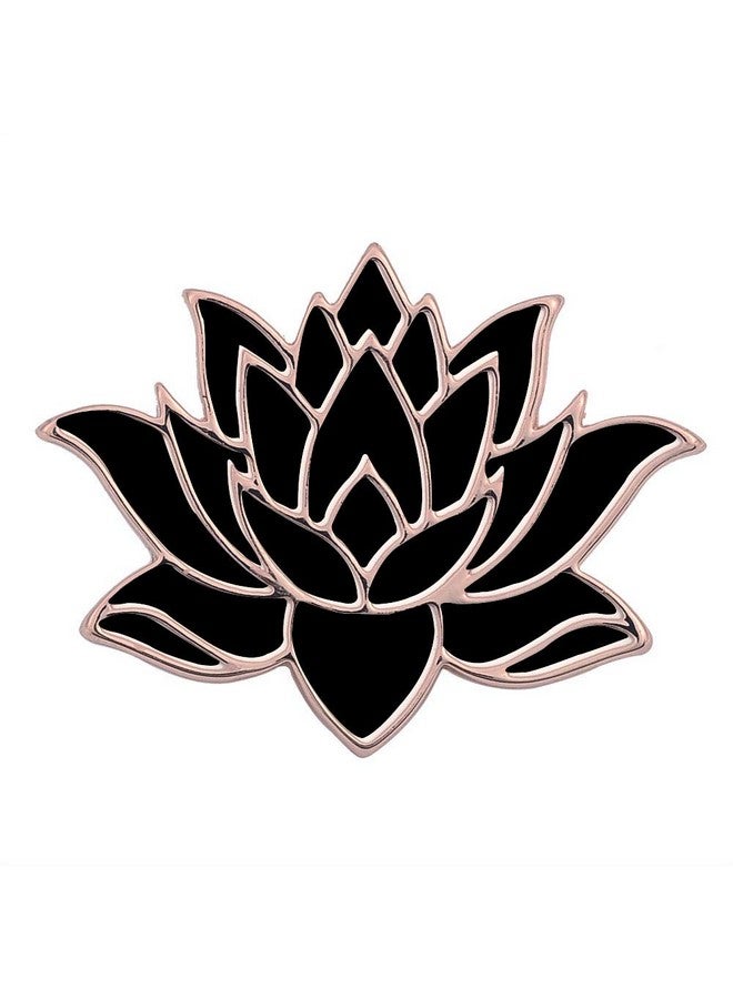 SENFAI 10K Gold Color Cute White Enamel Lotus Pin And Brooch(Black Rose Gold) - Image 1