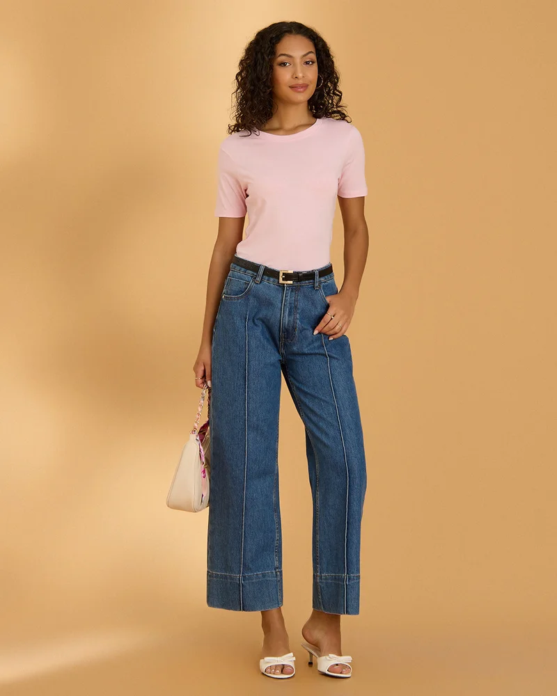 Redtag Women Pink Plain T-Shirt
