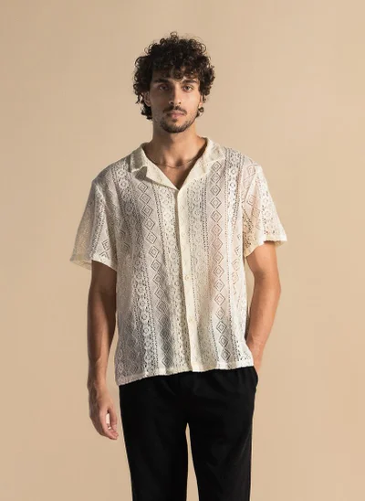 SHAPES TEXTURED SEMI-SHEER SHIRT