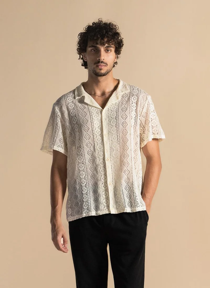 SHAPES TEXTURED SEMI-SHEER SHIRT
